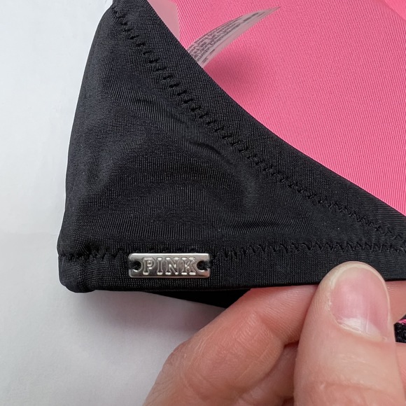 Pink Victoria's Secret Swimsuit Top Black with Pads Halter Small - Picture 4 of 7